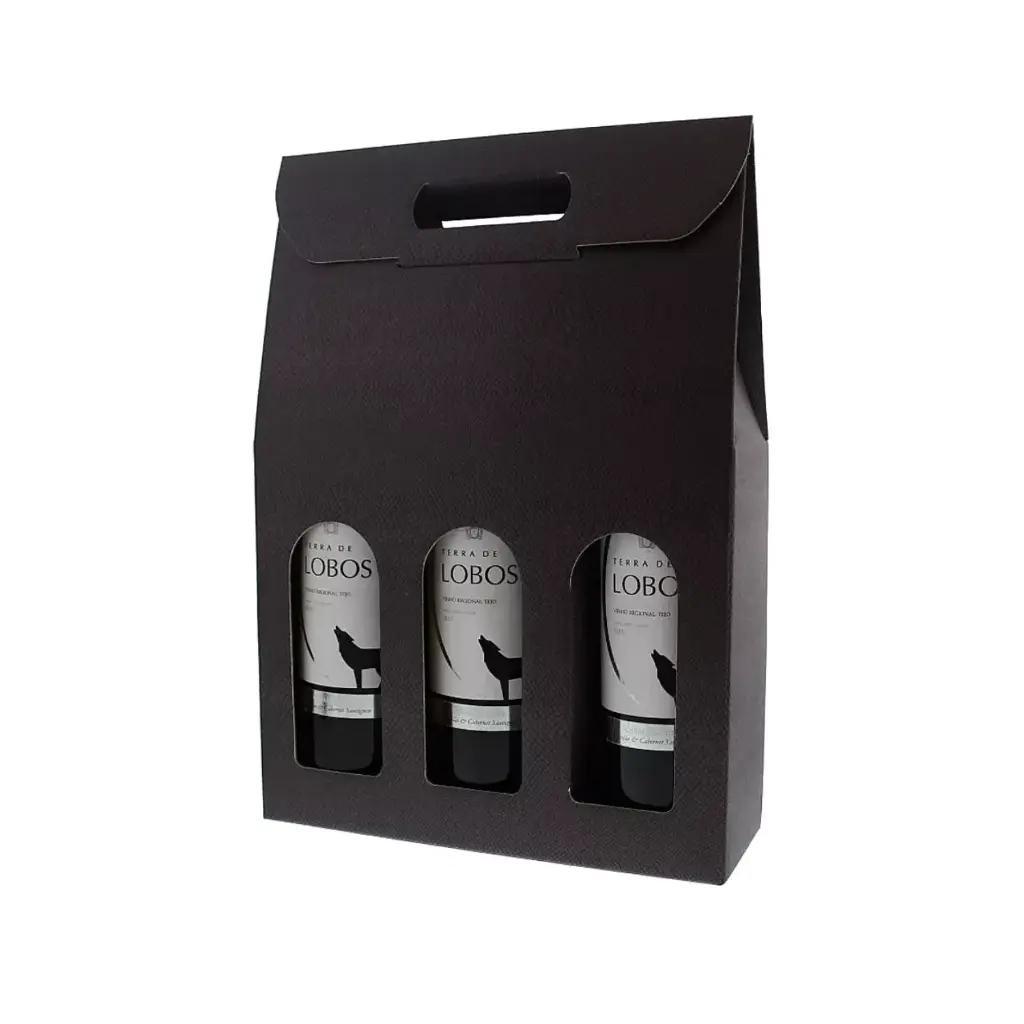 [VERPGR3] Flesdoos 3 flessen grijs (hard karton)