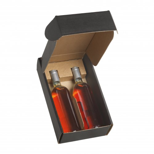 Flesbox zwart 2 flessen